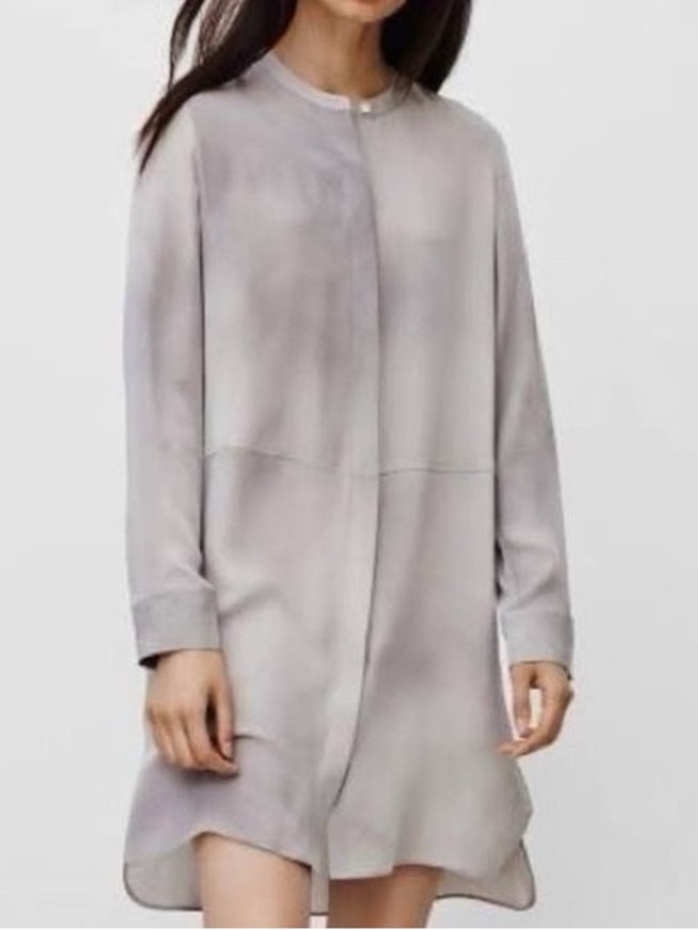 Aritzia Light Gray Long Sleeve Shirt Dress